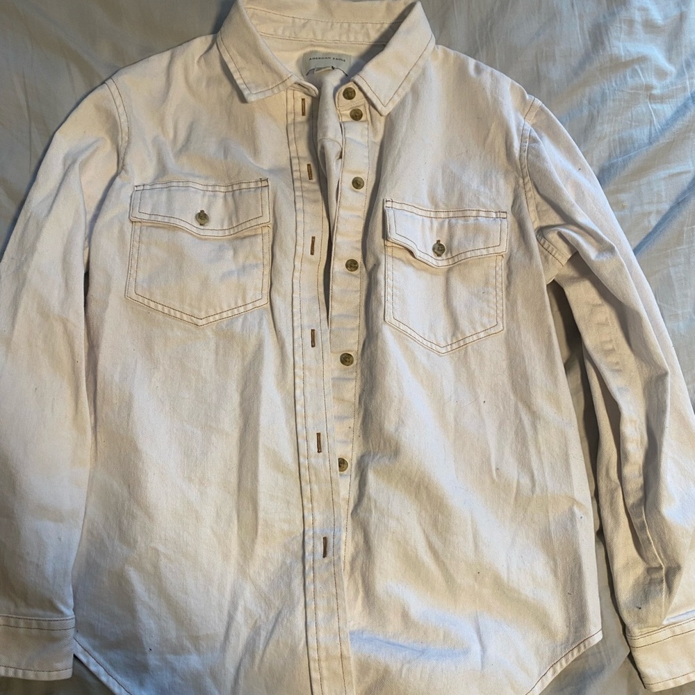American Eagle white denim jacket, size xs